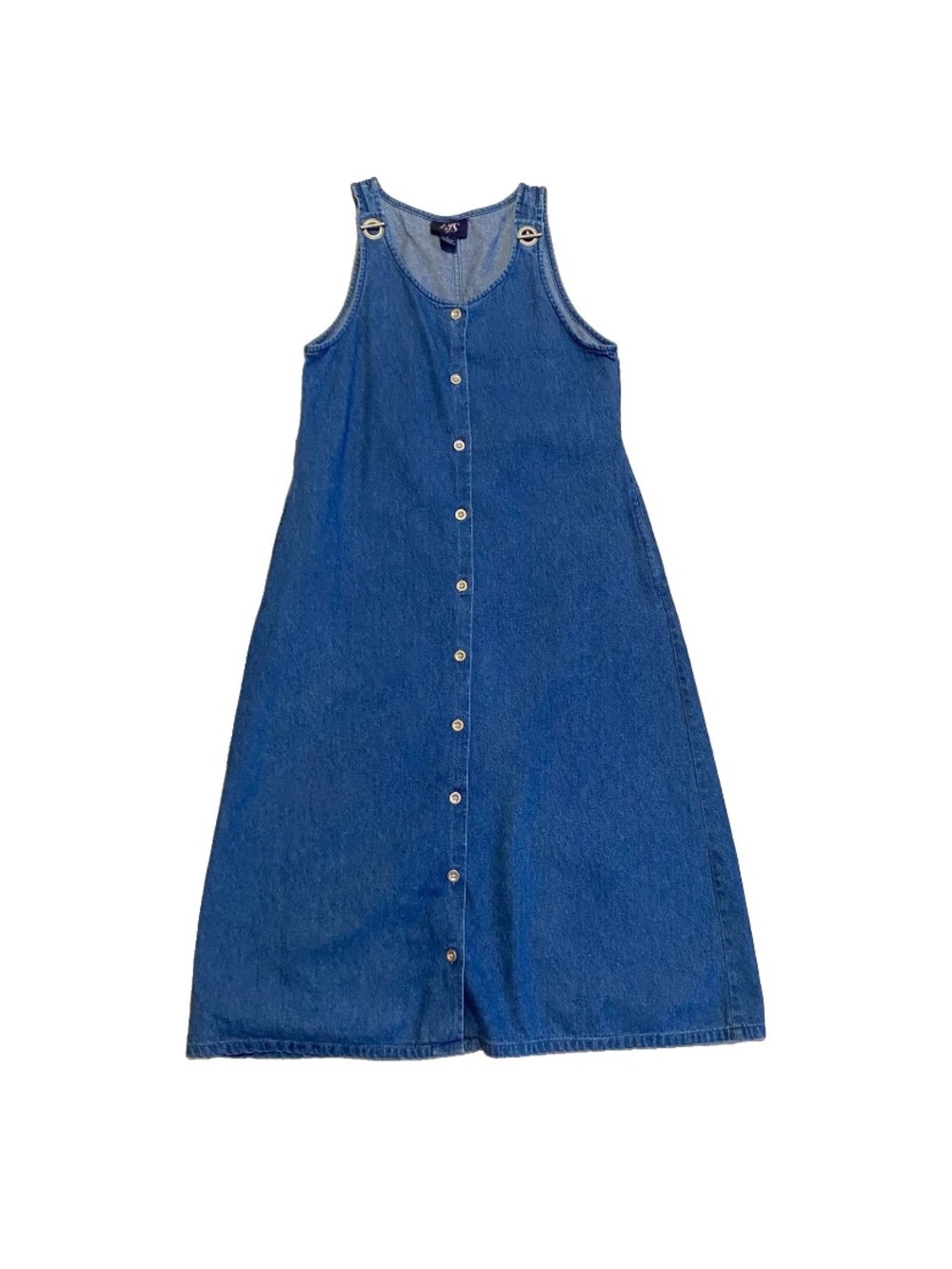 Denim Dress Size Small Blue Jean Vintage Cotton BJS Button Down Teacher 90s
